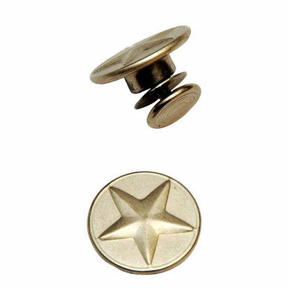 jeansknoop 17 mm mat zilverkleurig met ster