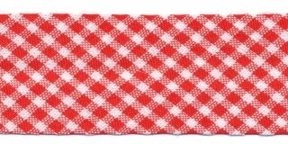 biaisband rood met wit geruit, 23mm