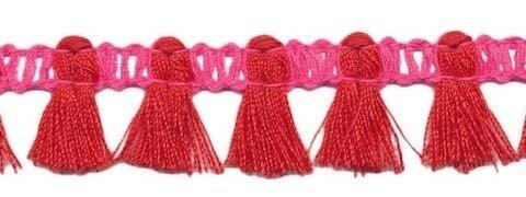 Band met kwastjes roze-rood 15 mm