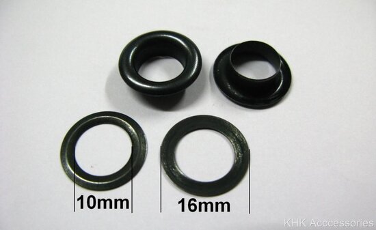 Zeilring/nestel 10 mm zwart gecoat staal