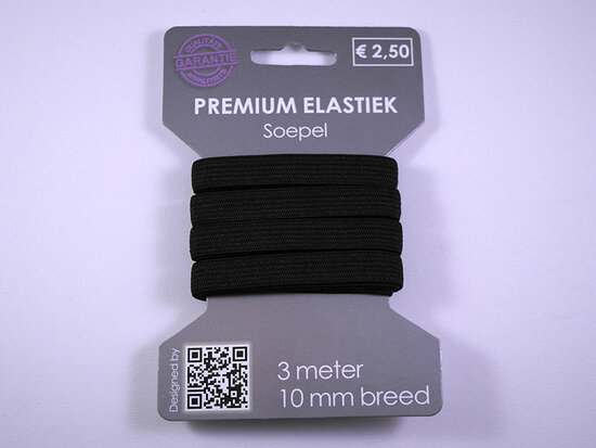  elastiek 3 meter zwart /10 mm breed