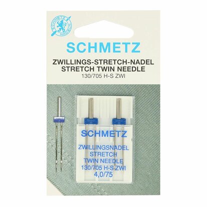 Schmetz stretch twin 2 naalden in eén doosje:  4.0/75