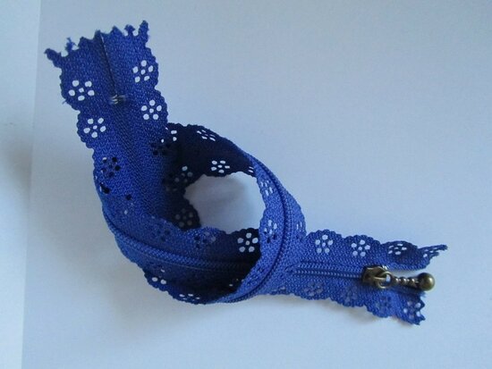 rits met kanten rand 20 cm, blauw