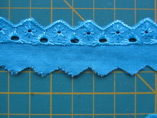 broderie smal, blauw/ turquiose