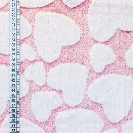 Kunstbont snowtop hearts wit/roze