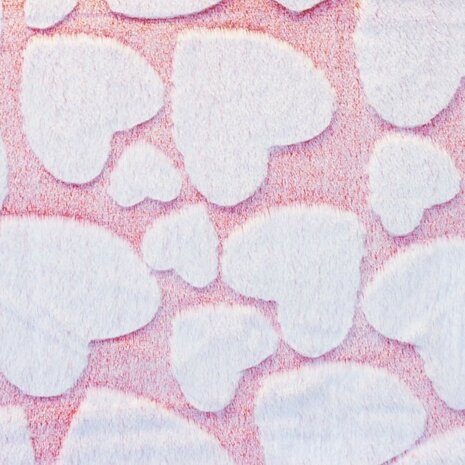 Kunstbont snowtop hearts wit/roze