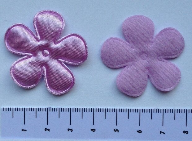 35mm bloem lila/roze satijn