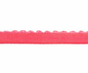 elastiek met schulprandje 12 mm breed, neon roze