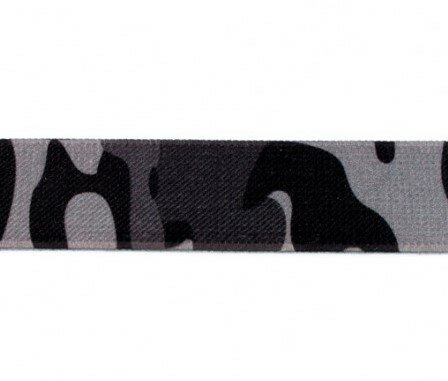 taille-elastiek 2,5 cm breed: armyprint grijs /HALVE METER 