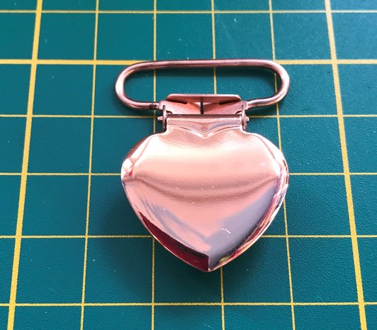 bretelclip, mooi glanzend rosé-goudkleurig met hartje voor band 25 mm 