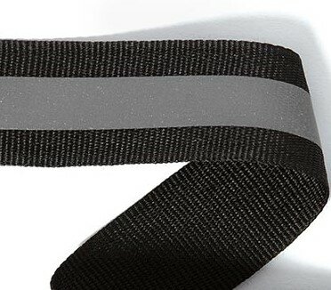 50mm  zwart ribsband met reflectiestreep 