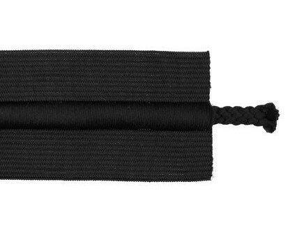 taille-elastiek 5 cm breed met koord in het midden: zwart /HALVE METER
