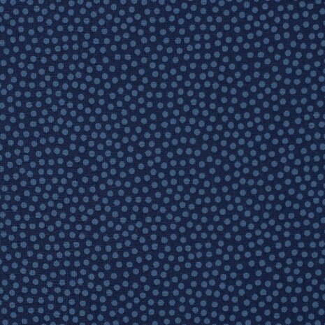 Dotty: 100 % katoenen poplin donkerblauw met blauwe kleine stipjes