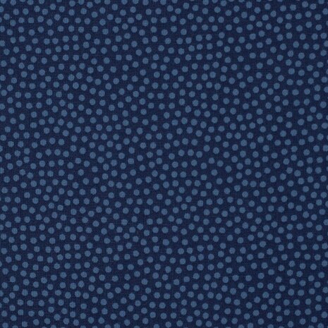 Dotty: 100 % katoenen poplin donkerblauw met blauwe kleine stipjes