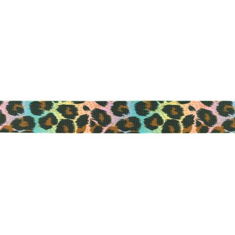 sierband 2,5 cm breed: panterprint overloopkleuren pastel 