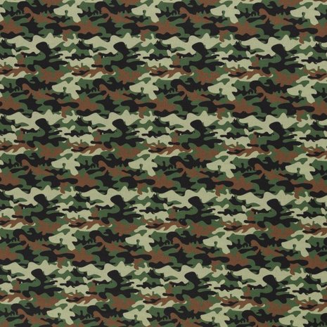 Kim: 100 % katoenen poplin camouflage army/legergroen