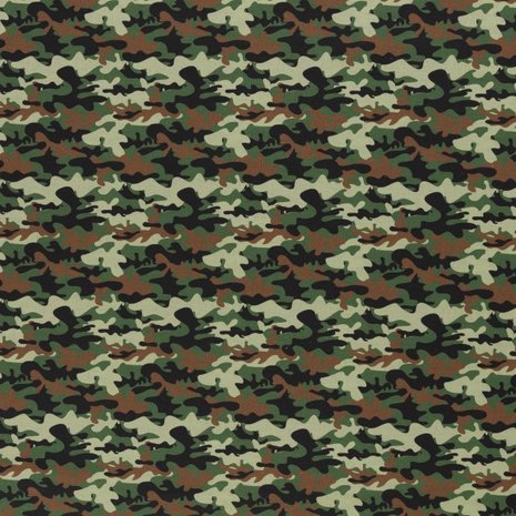 Kim: 100 % katoenen poplin camouflage army/legergroen