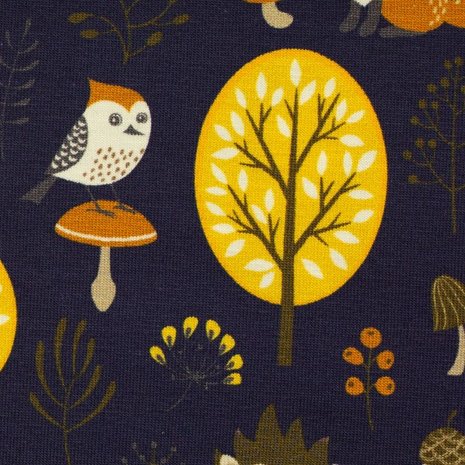 Matti, dieren in het bos op donkerblauwe tricot