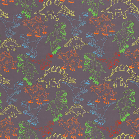 Fiete softshell: leuke dino's op grijze softshell