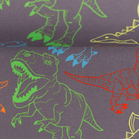 Fiete softshell: leuke dino's op grijze softshell