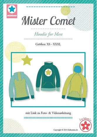 Mister COMET/ patroon van een hoody in de maten XS, S, M, L, XL, XXL, XXXL