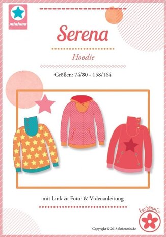 Serena, patroon van een kinderhoody in de maten 74/80 - 158/164