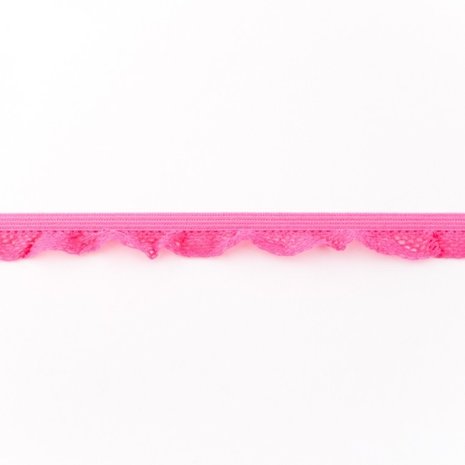 zeer zacht en elastisch rucheband, knalkoraal-fuchsia 15mm