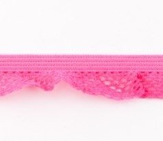 zeer zacht en elastisch rucheband, knalkoraal-fuchsia 15mm