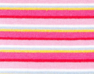 fijne boordstof gestreept: roze/rood/fuchsia/ met een smal streepje blauw/wit/geel