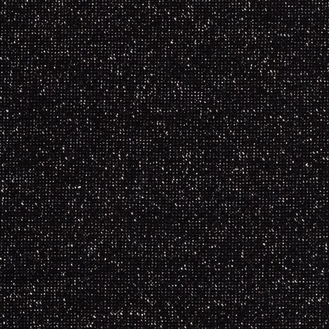 fijne boordstof zwart met zilver lurex / 90 cm rondgebreid