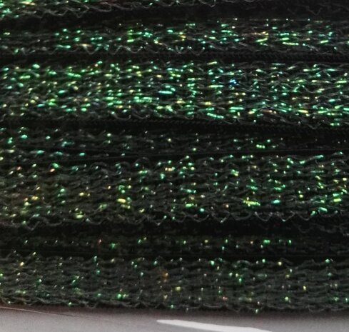 zwart elastiek met  blauw/groen glitterdraad