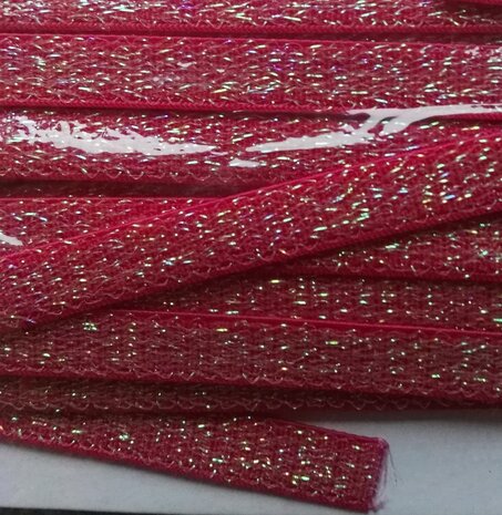 fuchsia/rood elastiek met glitterdraad