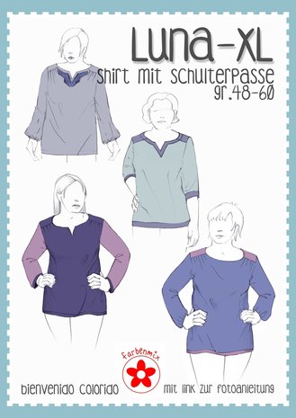 Luna XL, shirt met schouderpassen in de maten 48 t/m 60