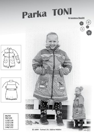 TONI parka, een winterjas voor jongens en meisjes in de maten 86-92 t-m 146ß152