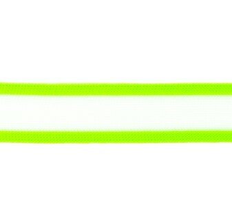 broekstreep band 2,5 cm breed: wit met neonlichtgroen