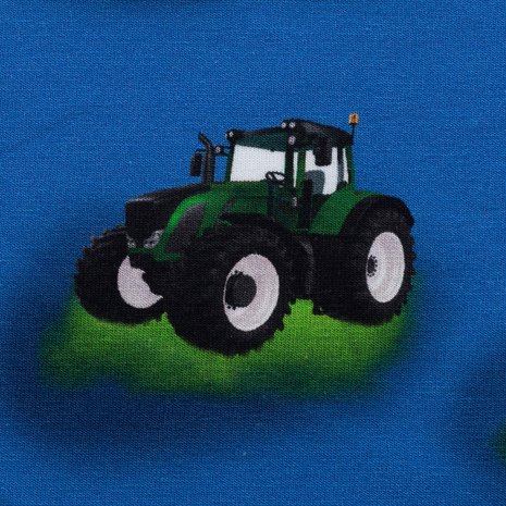 Mattes, tractors op blauwe tricot