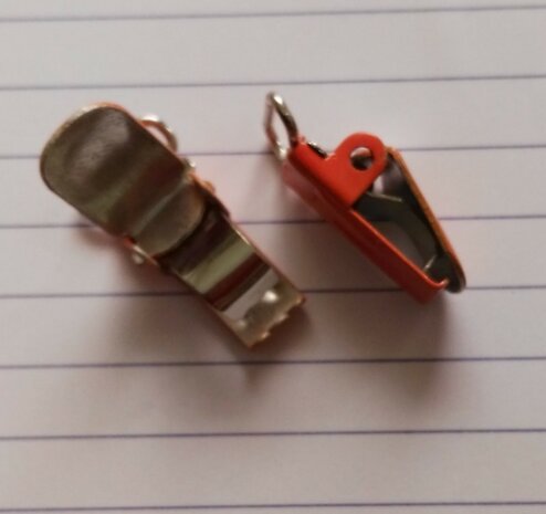 kleine bretelclip, oranje, voor band 10 mm 
