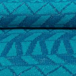 Ponte: gebreide stof met glitters in grafisch design: Petrol/smaragd/zilver Ponte: gebreide stof met glitters in grafisch design: Petrol/smaragd/zilver