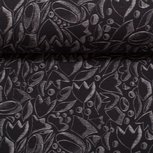 coupon 120 cm: Undone by Cherry Picking , french terry met bloemen donkergrijs coupon 120 cm: Undone by Cherry Picking , french terry met bloemen donkergrijs