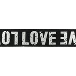 taille-elastiek 4 cm breed: zilveren love letters op zwart / HALVE METER taille-elastiek 4 cm breed: zilveren love letters op zwart / HALVE METER
