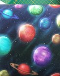 planeten aan de donkere hemel / digitaal bedrukte tricot planeten aan de donkere hemel / digitaal bedrukte tricot