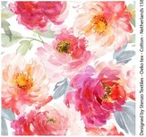 Stenzo: watercolor bloemen op witte katoen Stenzo: watercolor bloemen op witte katoen