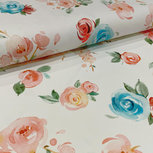Tricot watercolorprint: geschilderde bloemen op gebroken wit Tricot watercolorprint: geschilderde bloemen op gebroken wit
