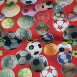 Stenzo: voetballen in allerlei soorten en kleuren op rode tricot! Stenzo: voetballen in allerlei soorten en kleuren op rode tricot!