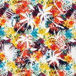 Lara: tricot met ananas en palmbomen op drukke kleuren Lara: tricot met ananas en palmbomen op drukke kleuren