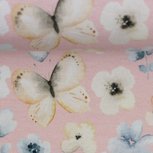 Theo: tricot roze met vlinders in waterverfkleuren Theo: tricot roze met vlinders in waterverfkleuren