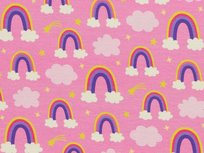 Prinzessin Phantasie , tricot roze met regenbogen, wolkjes en sterren Prinzessin Phantasie , tricot roze met regenbogen, wolkjes en sterren