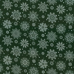 Jesse: sneeuwvlokken op donkergroene tricot Jesse: sneeuwvlokken op donkergroene tricot