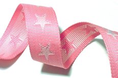 tassenband met sterren 4 cm breed: roze/wit tassenband met sterren 4 cm breed: roze/wit