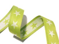 tassenband met sterren 4 cm breed: lime/wit tassenband met sterren 4 cm breed: lime/wit
